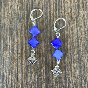 HAND CRAFTED EARRINGS Royal Purple with Silver